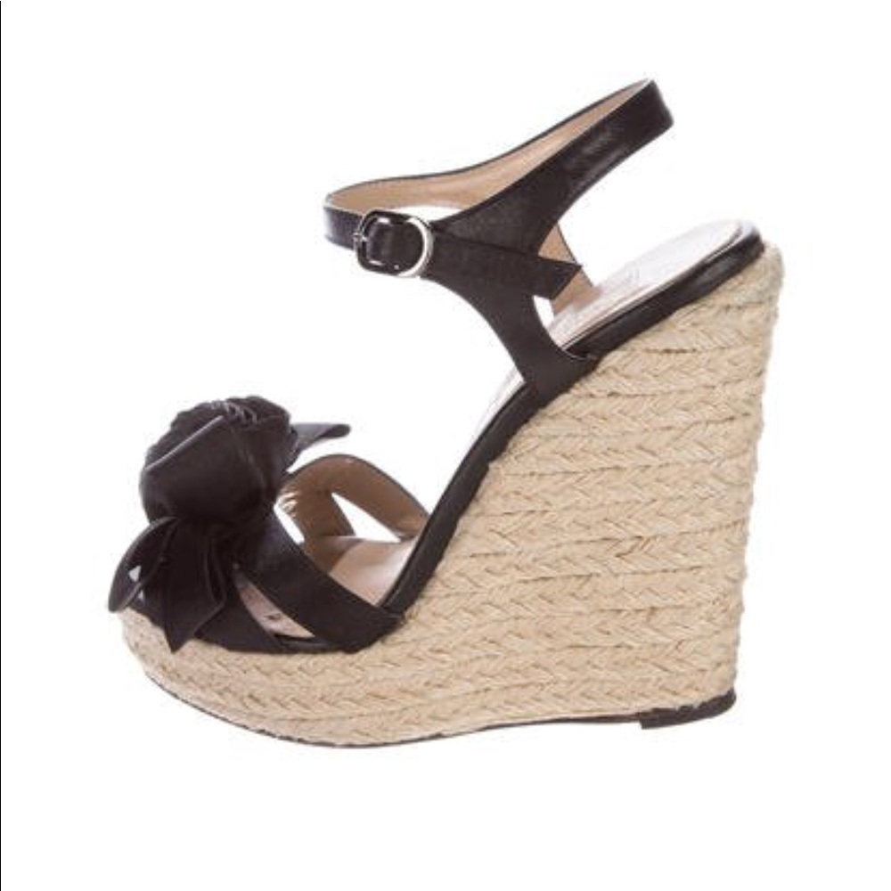 Valentino Rosette-accented espadrille wedges